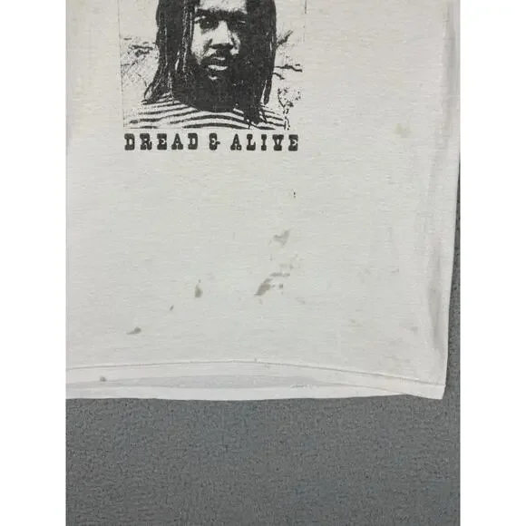 Vtg 80s Peter Tosh T-shirt Adult S/M White Wanted Dread or Alive